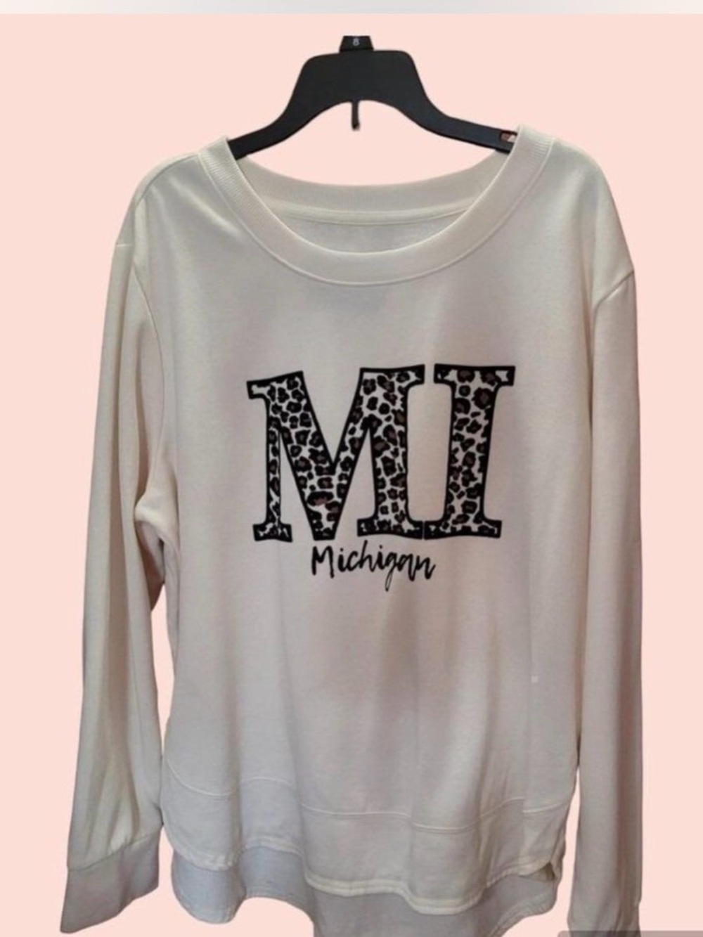 Unlisted Cream Michigan MI Leopard Print Sweatshirt